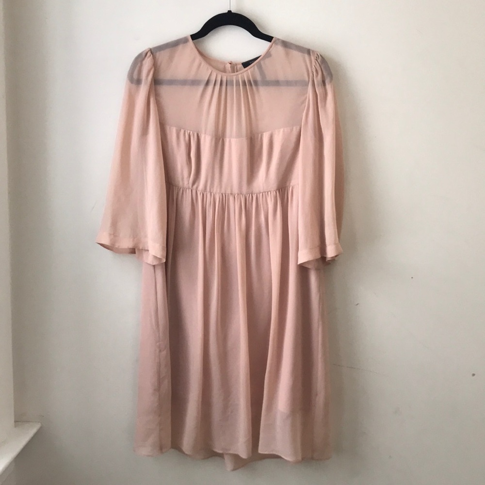 Blush BCBG Max Azria Morgan silk chiffon dress